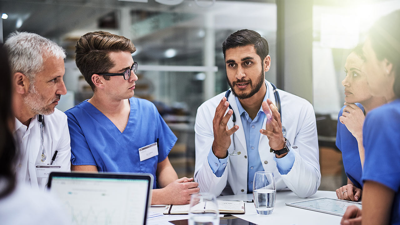 doctor dentist and medical professionals talking
