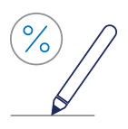 pencil and percentage tax icon